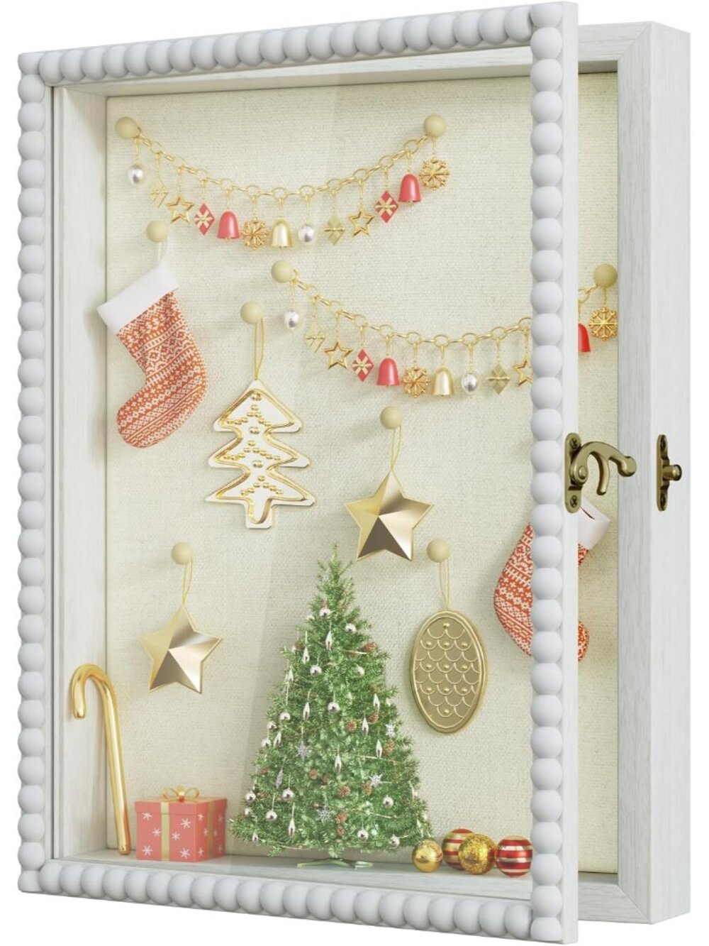11x14 Deep Shadow Box Frame,Unique Solid Wood Beads Frame,White
